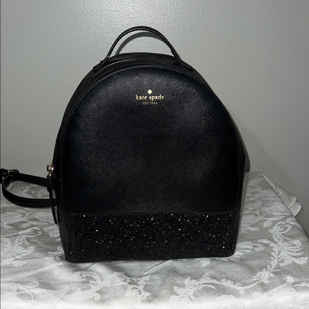 Kate Spade Black Glitter Mini Backpack